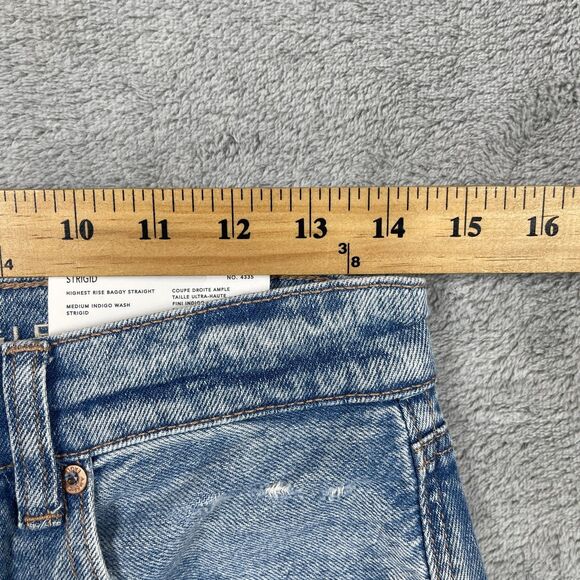 American Eagle Outfitters Baggy Jeans Womens 6 Long Strigid Ripped Blue Straight - Picture 15 of 16